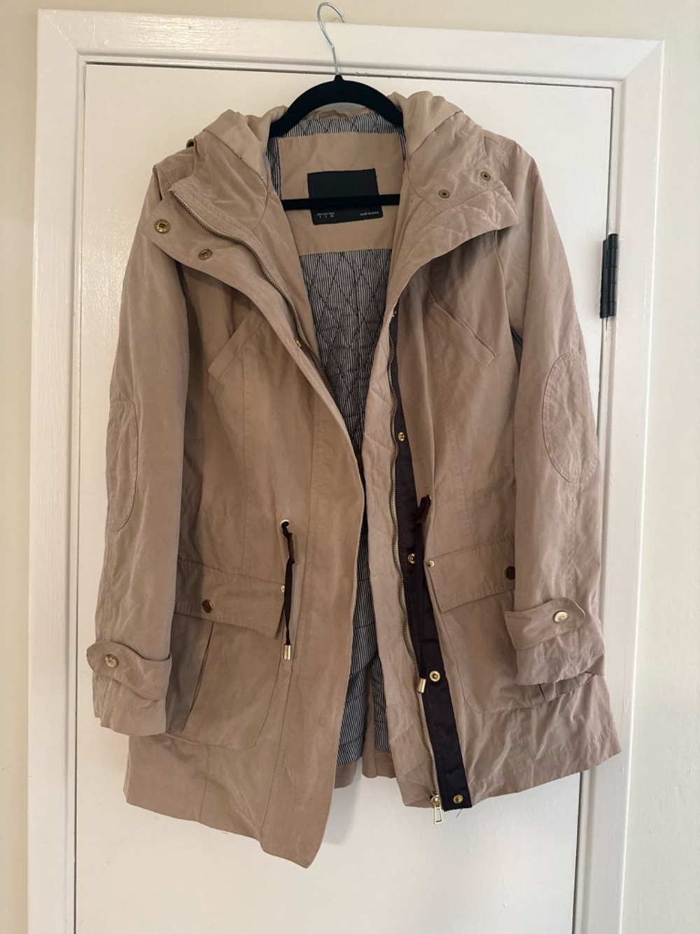 Zara Beige Khaki Hooded Anorak Jacket